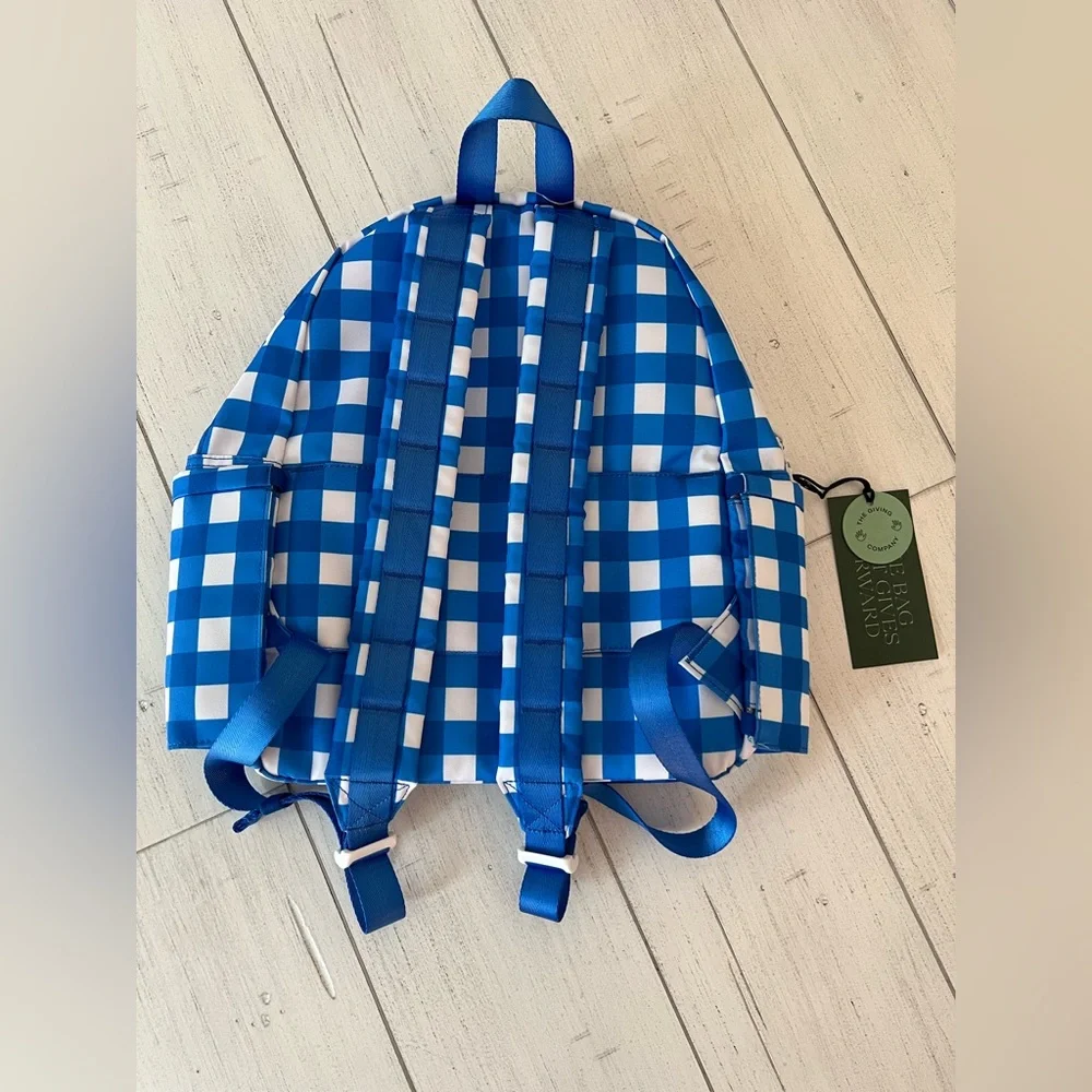 NWT State Backpack Intarsia Kane Kids Blue Gingham